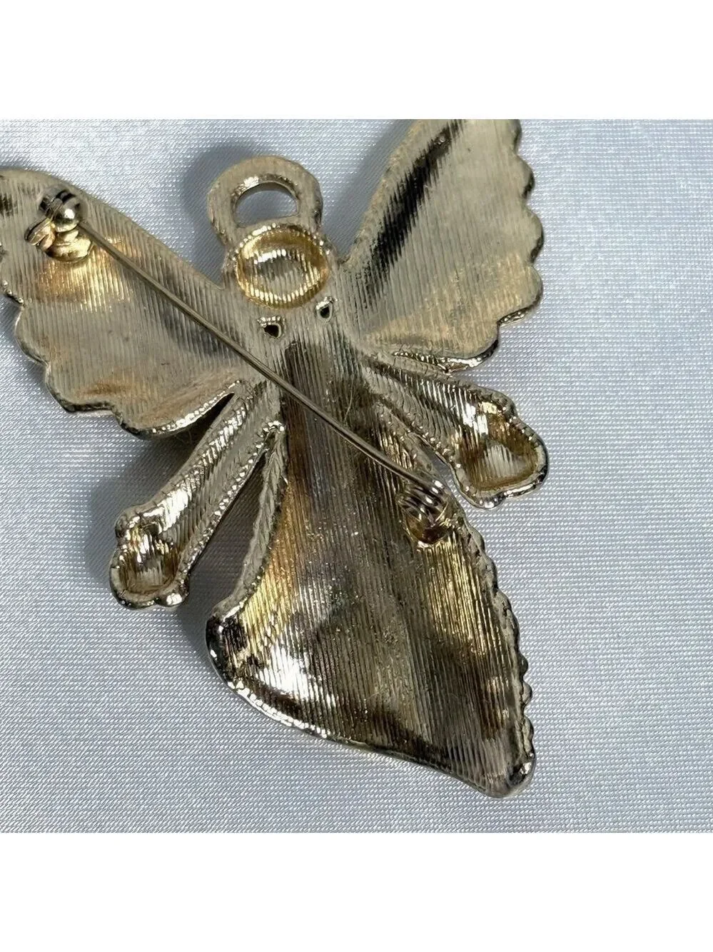 Vintage Angel Brooch Pin Gold Tone Rhinestones